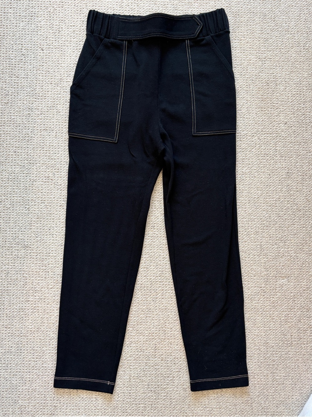 Le Lis Blanc Black Contrast Stitch Belted Pants Size P